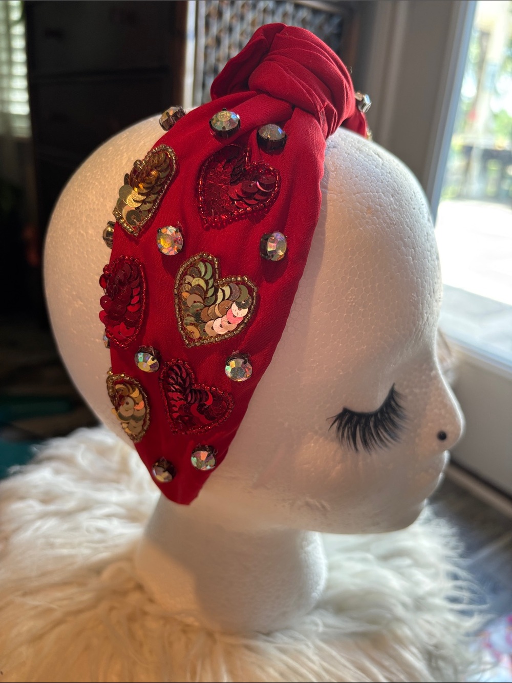 Red Embellished Heart Headband